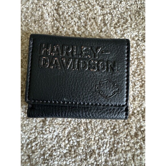 Harley-Davidson Other - Men’s Harley-Davidson Trifold Leather Wallet Black Biker Bar & Shield Logo
